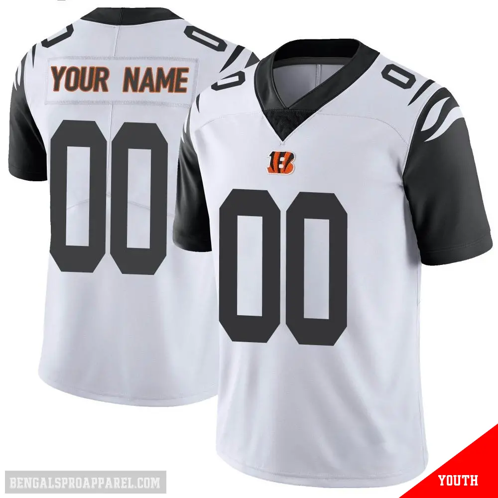 ＃00 Youth Custom White Limited Cincinnati Bengals Color Rush Vapor Untouchable Jersey