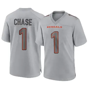 ＃1 Men's Ja'Marr Chase Gray Game Cincinnati Bengals Atmosphere Fashion Jersey