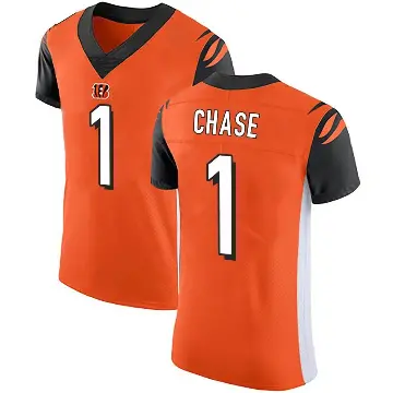 ＃1 Men's Ja'Marr Chase Orange Elite Cincinnati Bengals Alternate Vapor Untouchable Jersey