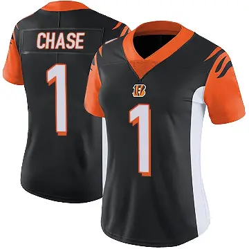 ＃1 Women's Ja'Marr Chase Black Limited Cincinnati Bengals Team Color Vapor Untouchable Jersey
