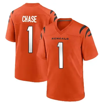＃1 Youth Ja'Marr Chase Orange Game Cincinnati Bengals Jersey