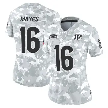 ＃16 Women's Jamoi Mayes Arctic Camo Limited Cincinnati Bengals 2024 Salute to Service Jersey