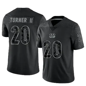 ＃20 Youth DJ Turner II Black Limited Cincinnati Bengals Reflective Jersey