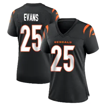 ＃25 Women's Chris Evans Black Game Cincinnati Bengals Team Color Jersey