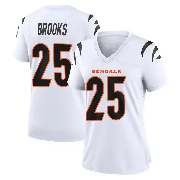 ＃25 Women's Tahj Brooks White Game Cincinnati Bengals Jersey