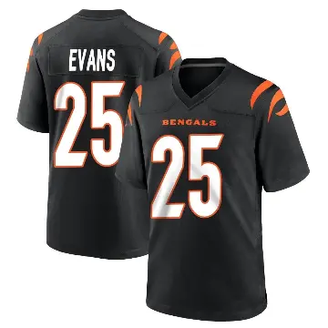 ＃25 Youth Chris Evans Black Game Cincinnati Bengals Team Color Jersey