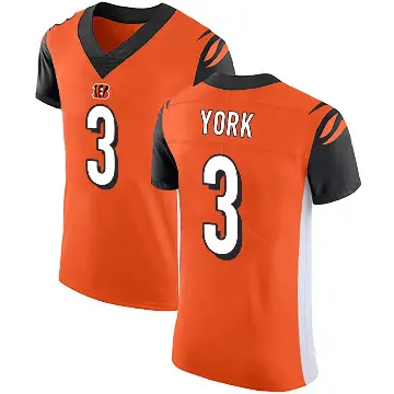 ＃3 Men's Cade York Orange Elite Cincinnati Bengals Alternate Vapor Untouchable Jersey