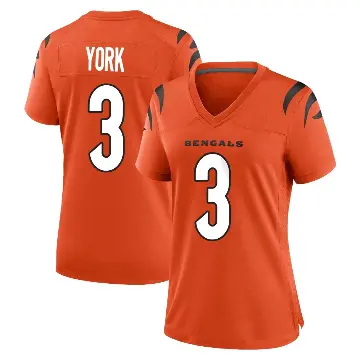 ＃3 Women's Cade York Orange Game Cincinnati Bengals Jersey