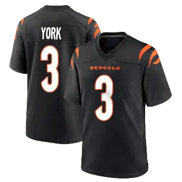 ＃3 Youth Cade York Black Game Cincinnati Bengals Team Color Jersey