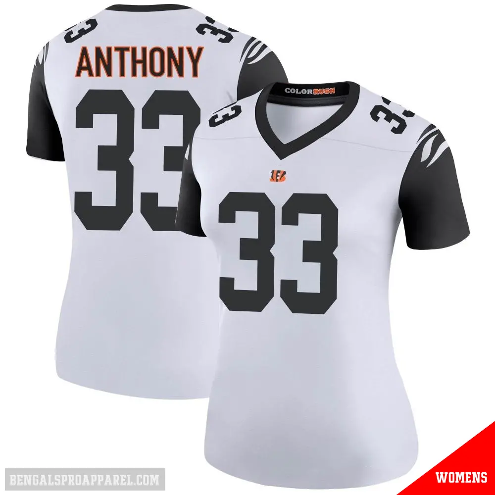 ＃33 Women's Daijahn Anthony White Legend Cincinnati Bengals Color Rush Jersey