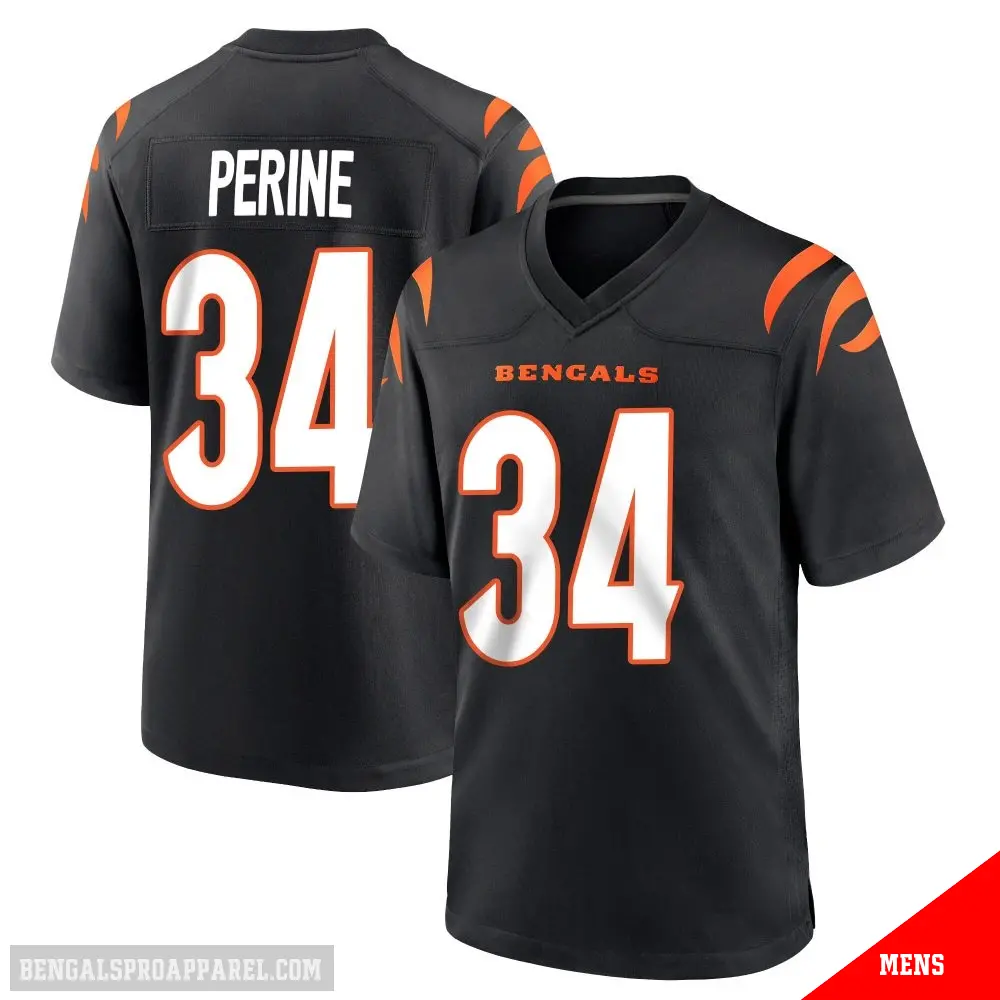＃34 Men's Samaje Perine Black Game Cincinnati Bengals Team Color Jersey