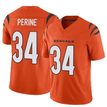 ＃34 Men's Samaje Perine Orange Limited Cincinnati Bengals Vapor F.U.S.E. Jersey