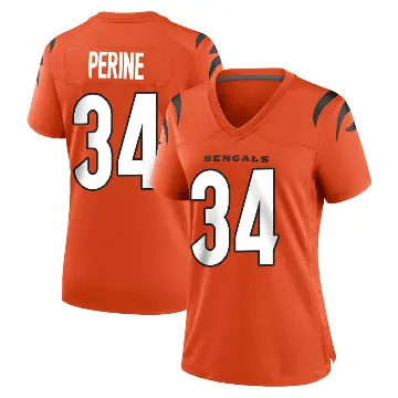 ＃34 Women's Samaje Perine Orange Game Cincinnati Bengals Jersey