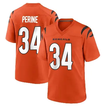 ＃34 Youth Samaje Perine Orange Game Cincinnati Bengals Jersey