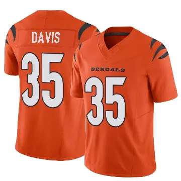 ＃35 Men's Jalen Davis Orange Limited Cincinnati Bengals Vapor F.U.S.E. Jersey