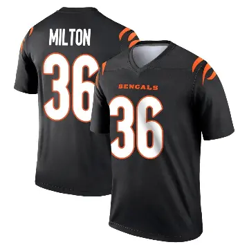 ＃36 Men's Kendall Milton Black Legend Cincinnati Bengals Jersey