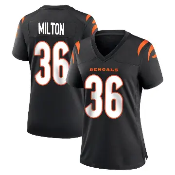 ＃36 Women's Kendall Milton Black Game Cincinnati Bengals Team Color Jersey