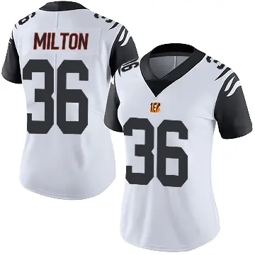 ＃36 Women's Kendall Milton White Limited Cincinnati Bengals Color Rush Vapor Untouchable Jersey