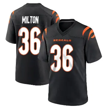 ＃36 Youth Kendall Milton Black Game Cincinnati Bengals Team Color Jersey