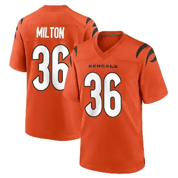 ＃36 Youth Kendall Milton Orange Game Cincinnati Bengals Jersey