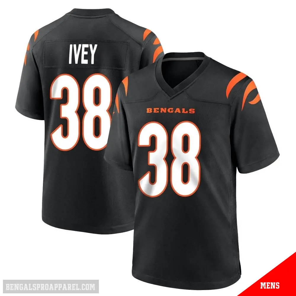 ＃38 Men's DJ Ivey Black Game Cincinnati Bengals Team Color Jersey