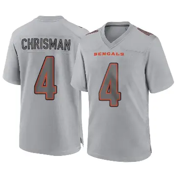 ＃4 Men's Drue Chrisman Gray Game Cincinnati Bengals Atmosphere Fashion Jersey