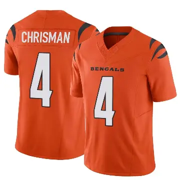 ＃4 Men's Drue Chrisman Orange Limited Cincinnati Bengals Vapor F.U.S.E. Jersey