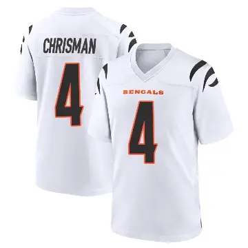 ＃4 Youth Drue Chrisman White Game Cincinnati Bengals Jersey