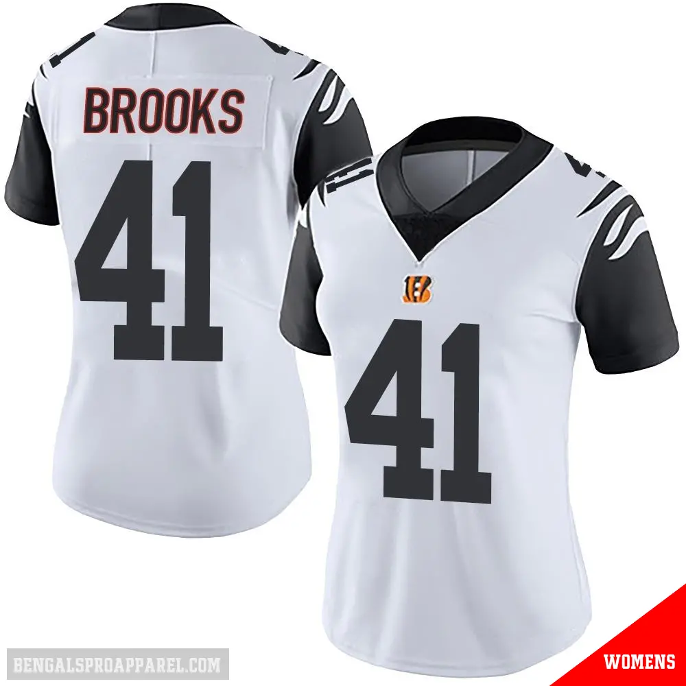 ＃41 Women's Nate Brooks White Limited Cincinnati Bengals Color Rush Vapor Untouchable Jersey