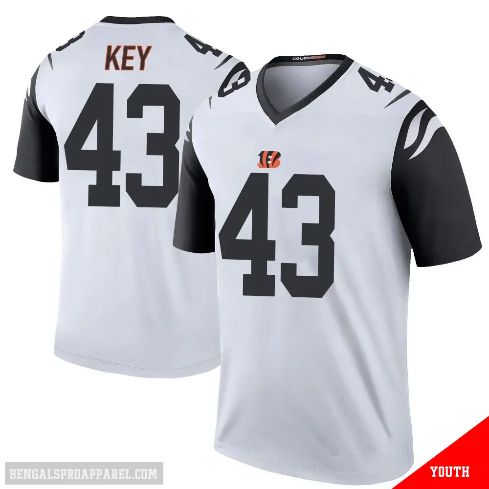 ＃43 Youth Jaylen Key White Legend Cincinnati Bengals Color Rush Jersey
