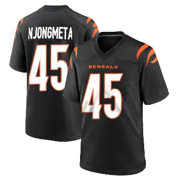 ＃45 Youth Maema Njongmeta Black Game Cincinnati Bengals Team Color Jersey