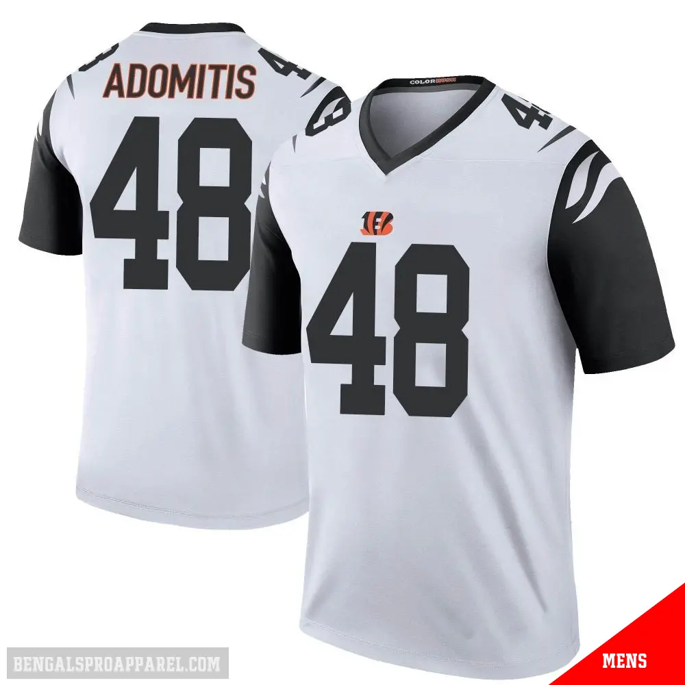 ＃48 Men's Cal Adomitis White Legend Cincinnati Bengals Color Rush Jersey