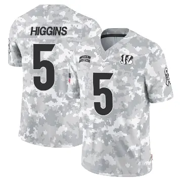 ＃5 Men's Tee Higgins Arctic Camo Limited Cincinnati Bengals 2024 Salute to Service Jersey