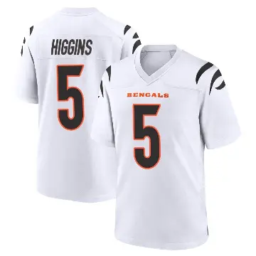 ＃5 Men's Tee Higgins White Game Cincinnati Bengals Jersey