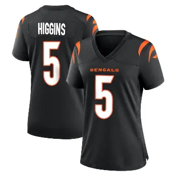 ＃5 Women's Tee Higgins Black Game Cincinnati Bengals Team Color Jersey