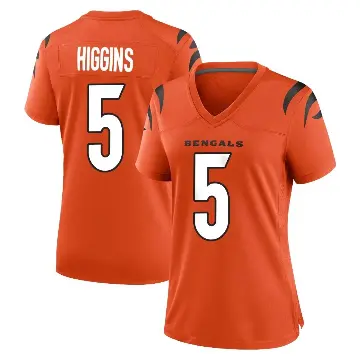 ＃5 Women's Tee Higgins Orange Game Cincinnati Bengals Jersey