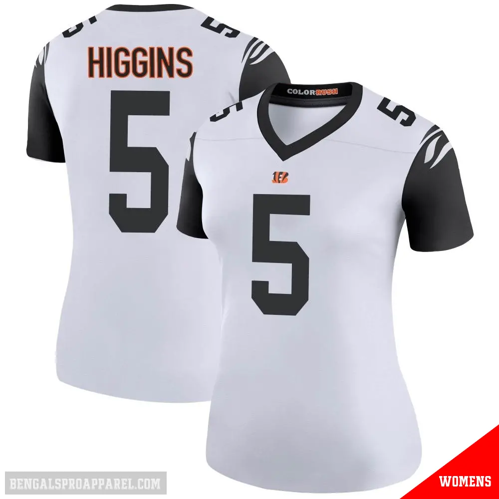 ＃5 Women's Tee Higgins White Legend Cincinnati Bengals Color Rush Jersey