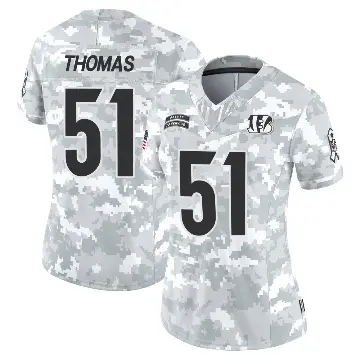 ＃51 Women's Isaiah Thomas Arctic Camo Limited Cincinnati Bengals 2024 Salute to Service Jersey