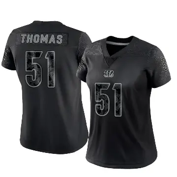 ＃51 Women's Isaiah Thomas Black Limited Cincinnati Bengals Reflective Jersey
