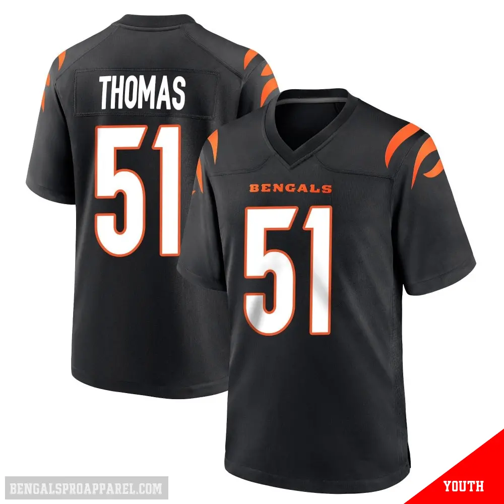 ＃51 Youth Isaiah Thomas Black Game Cincinnati Bengals Team Color Jersey