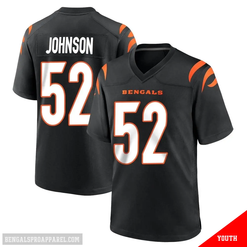 ＃52 Youth Cedric Johnson Black Game Cincinnati Bengals Team Color Jersey