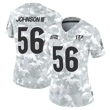 ＃56 Women's Raymond Johnson III Arctic Camo Limited Cincinnati Bengals 2024 Salute to Service Jersey