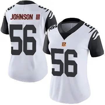 ＃56 Women's Raymond Johnson III White Limited Cincinnati Bengals Color Rush Vapor Untouchable Jersey