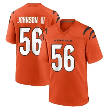 ＃56 Youth Raymond Johnson III Orange Game Cincinnati Bengals Jersey