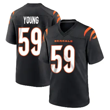 ＃59 Men's Craig Young Black Game Cincinnati Bengals Team Color Jersey
