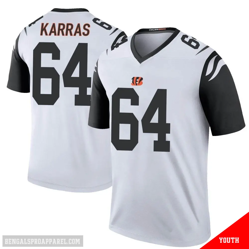 ＃64 Youth Ted Karras White Legend Cincinnati Bengals Color Rush Jersey