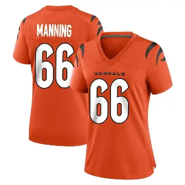 ＃66 Women's Tashawn Manning Orange Game Cincinnati Bengals Jersey
