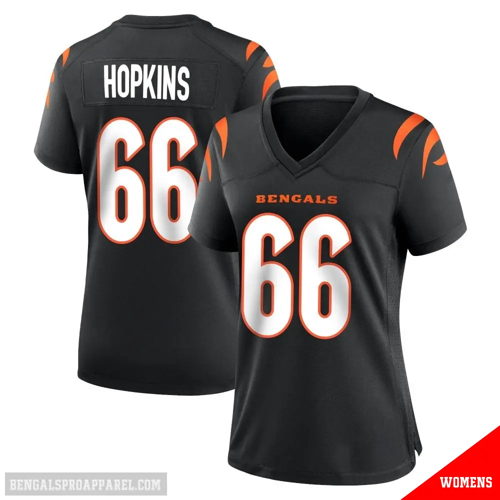 ＃66 Women's Trey Hopkins Black Game Cincinnati Bengals Team Color Jersey