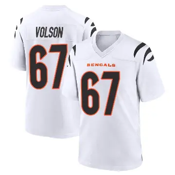 ＃67 Youth Cordell Volson White Game Cincinnati Bengals Jersey
