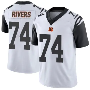 ＃74 Men's Jalen Rivers White Limited Cincinnati Bengals Color Rush Vapor Untouchable Jersey